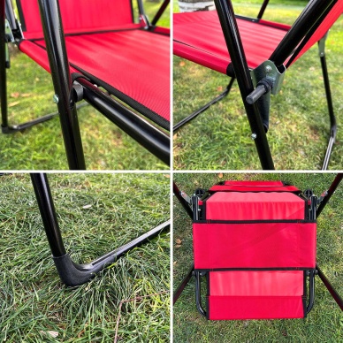 Argeus Rest 4lü Bardaklı Katlanabilir Sandalye ve Masa Seti - Kırmızı