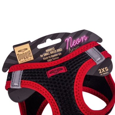 Doggie Havalı Dokuma Neon Küçük Irk Göğüs Tasması Kırmızı 26-30 cm (ANG-2XS)