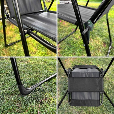 Argeus Rest 4lü Bardaklı Katlanabilir Sandalye ve Masa Seti - Siyah