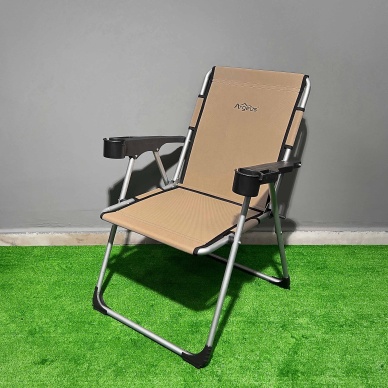 Argeus Rock 2li Bardaklı Katlanabilir Kamp Sandalyesi Seti - Bej (A-02)