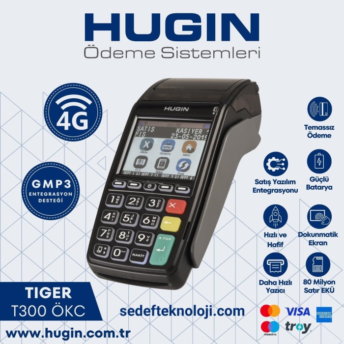 Hugin Tiger T300 Mobil Yazar Kasa POS  (  4g  )