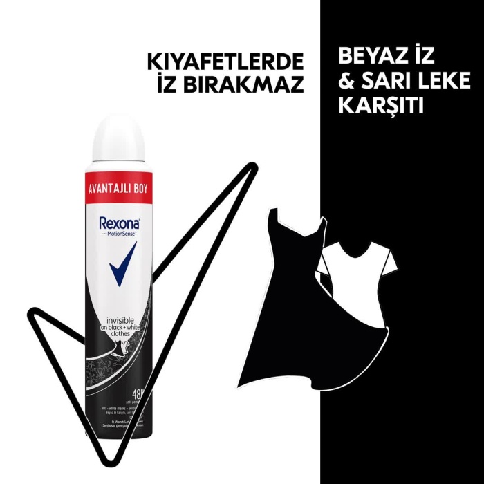 Rexona Invisible Black & White Kadın Sprey Deodorant 200 ml