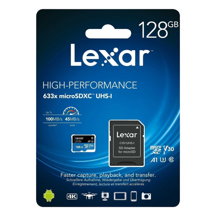 LEXAR 128GB MICRO SDXC UHS-I 633X 100mb/s