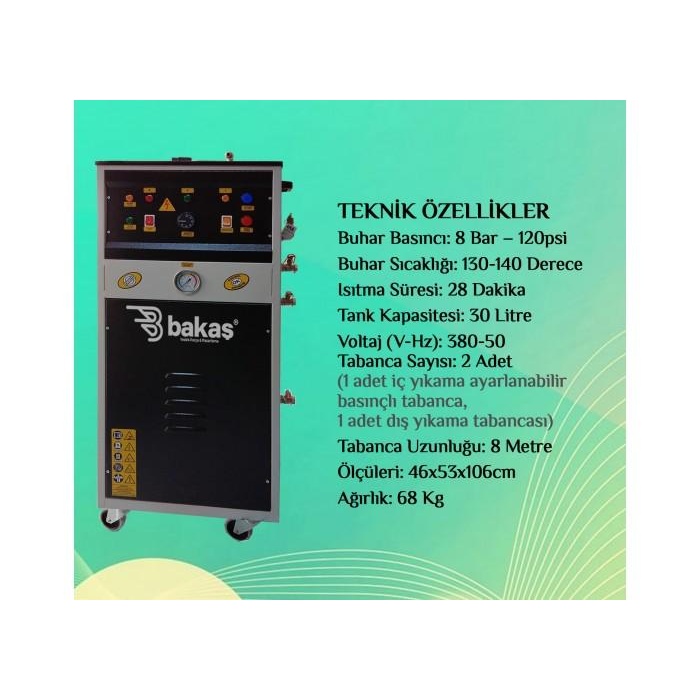 SET Buharlı Oto Yıkama Makinası Çift Tabancalı 30 Lt
