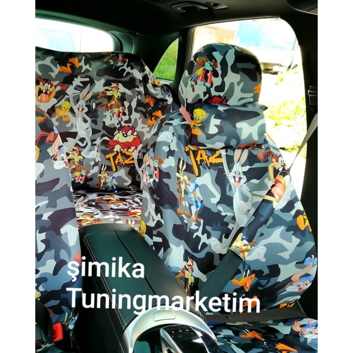 Kamuflaj siyah Tiwiti Oto Koltuk Servis Kılıfı Ön Arka Set