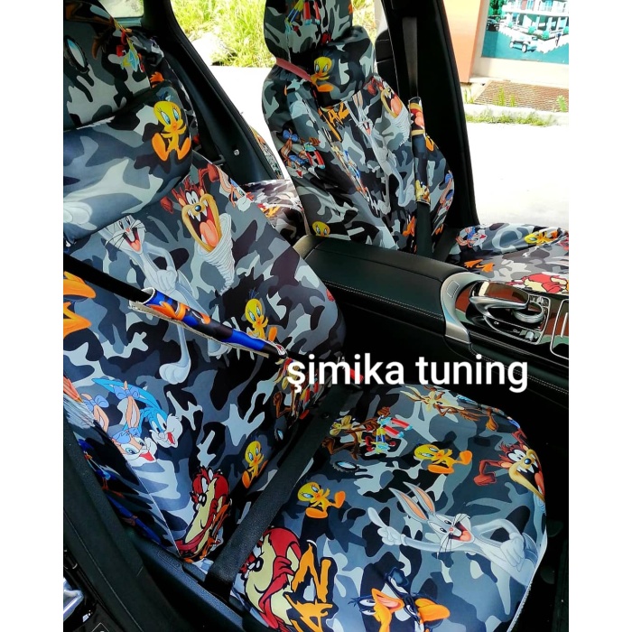 Kamuflaj siyah Tiwiti Oto Koltuk Servis Kılıfı Ön Arka Set
