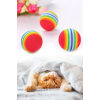 ® 3lü Gökkuşağı Sünger Kedi Köpek Çiğneme Oyun Topu 4,2 Cm