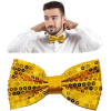 Gece Işıltısı Altın Payetli Pullu Papyon 7x2 Cm