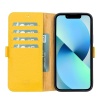 Apple iPhone 13 Pro Max Uyumlu Deri Cüzdanlı Kılıf Limon Sarı