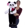 75 Cm Siyah Çiçekli Tulumlu Ayakta Duran Sevimli Peluş Ayıcık