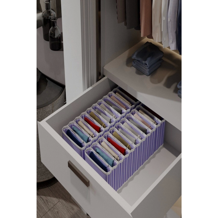 8 Bölmeli Dolap Ve Çekmece Içi Düzenleyici Akordiyon Organizer L-00517 (6 Adet)