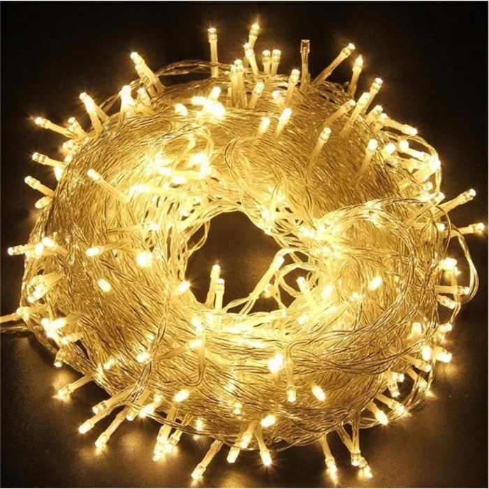 10m 60 Led Gün ışığı 2 Kademeli Şeffaf Kablo Pilli MZ33
