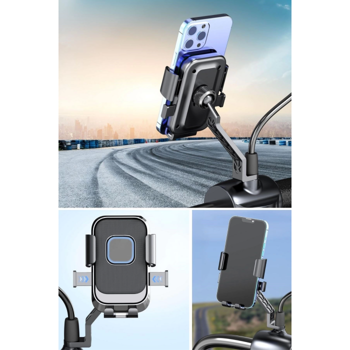 Epilons® Motor,motosiklet,bisiklet ,scooter İçin 360 Derece Dönebilen Dikiz Aynası Versiyonu Telefon Tutucu Aparat