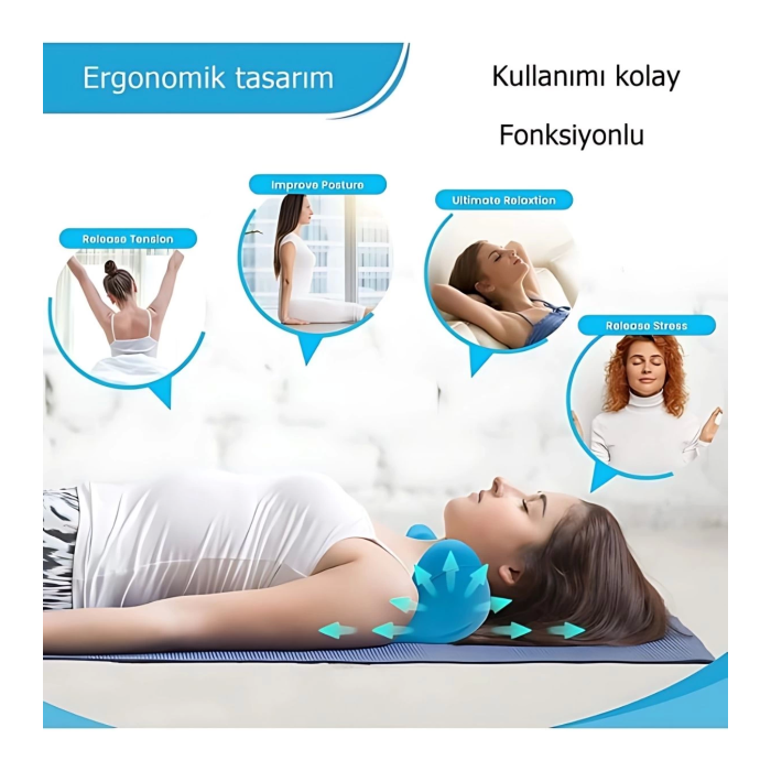 Kayropraktik Boyun Yastığı U Şekilli Masaj Destekli Ağrı Kesici Bellek Köpük Yastık