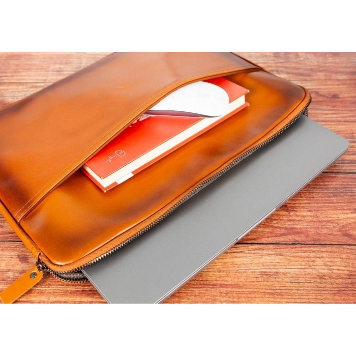 Awe 14 inç MacBook Ve Pc Uyumlu Deri Kılıf RST2EF Taba