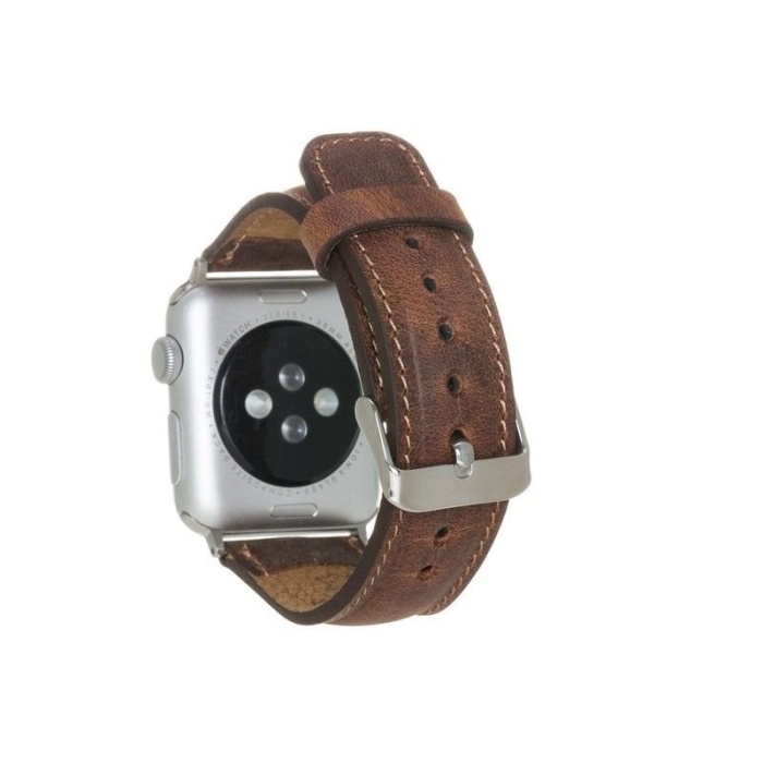 Apple Watch Uyumlu Deri Kordon 42-44-45mm G2 Kahverengi