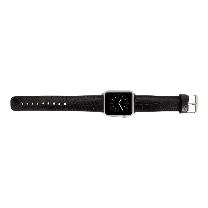 Apple Watch Uyumlu Deri Kordon 42-44-45mm Kroko Siyah