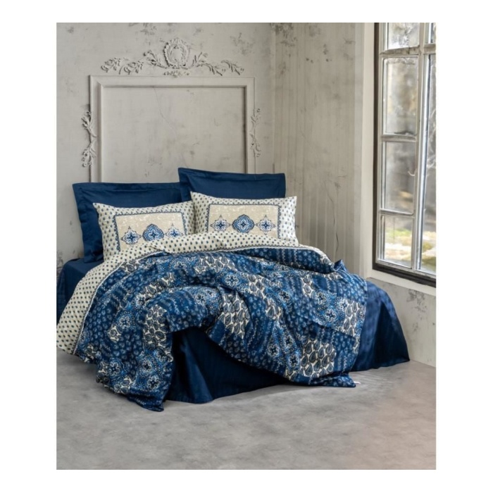 Cotton Box Çift Kişilik Saten Nevresim Takımı Stasya Lacivert