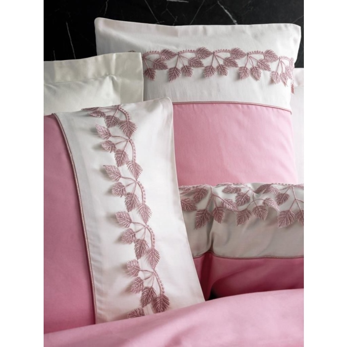 Cotton Box Brode Nakışlı Çift Kişilik Saten Nevresim Takımı Niobe Pembe