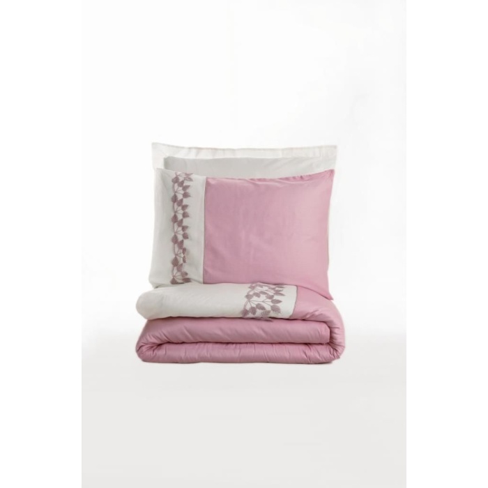 Cotton Box Brode Nakışlı Çift Kişilik Saten Nevresim Takımı Niobe Pembe