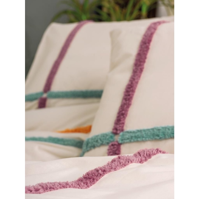 Cotton Box Puff Nakışlı Ranforce Çift Kişilik Nevresim Takımı İnsula Gülkurusu