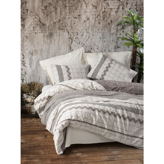 Cotton Box Toprak  Çift Kişilik Nevresim Takımı Arlo Kahve