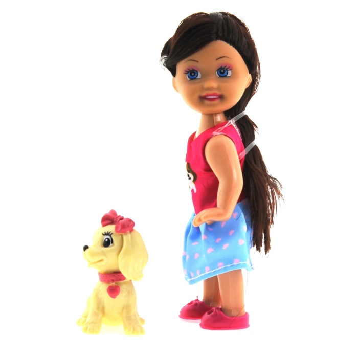 Cute Girl Sarı Köpekli ve Kumral Mini Bebek