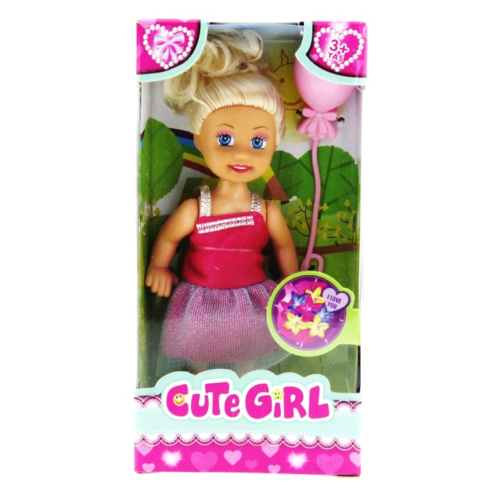 Cute Girl Pembe Balonlu Sarışın Mini Bebek