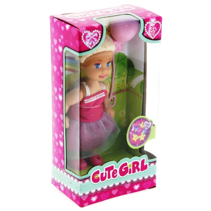 Cute Girl Pembe Balonlu Sarışın Mini Bebek