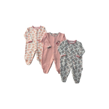 KIZ  3/9 AY ZEBRA BASKILI 3 LÜ TEK BOY TULUM SETİ