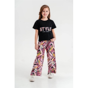 Kız Çocuk Style Baskılı Bisiklet Yaka 5/12 yaş Takımı