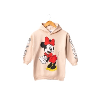 Kız Çocuk Kapşonlu Mini Mouse Tunik  Sweatshirt 4/8 Yaş