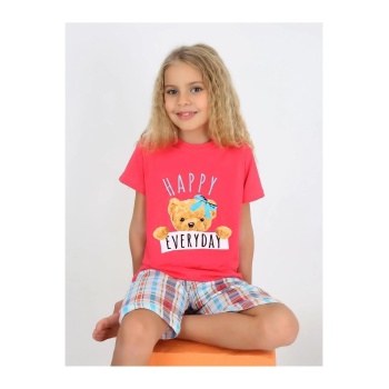 Kız Çocuk Kısa Kollu Kapri %100 Pamuklu  Pijama Takımı 6/9 yaş