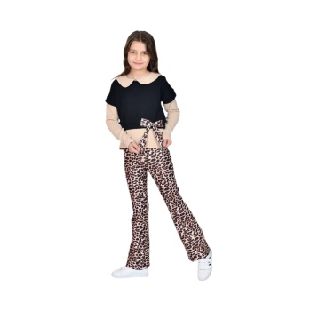 Bebe Yakalı Triko Leopar Taytlı 2 Li Takım 4/12 Yaş