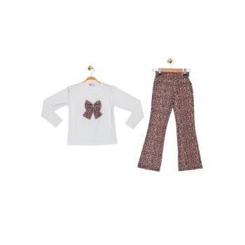 Bebe Yakalı Triko Leopar Taytlı 2 Li Takım 4/12 Yaş