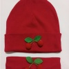 LASTİKLİ KİRAZLI KIZ ŞAPKA BANDANA SETİ