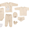 %100 Organik Pamuk Lüks Zebra Desen Bebek Takımı Hastane Çıkışı Yenidoğan Set 8 Parça