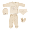 %100 Organik Pamuk Lüks Butterfly Desen Bebek Takımı Hastane Çıkışı Yenidoğan  Set 5 Parça
