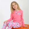Kız Çocuk Love Me Baklı Uzun Kollu %100 Pamuklu Düğme Detaylı Pijama Takımı  2/5 Yaş