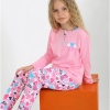 Kız Çocuk Love Me Baklı Uzun Kollu %100 Pamuklu Düğme Detaylı Pijama Takımı  2/5 Yaş
