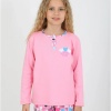 Kız Çocuk Love Me Baklı Uzun Kollu %100 Pamuklu Düğme Detaylı Pijama Takımı  2/5 Yaş