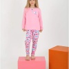 Kız Çocuk Love Me Baklı Uzun Kollu %100 Pamuklu Düğme Detaylı Pijama Takımı  2/5 Yaş