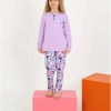 Kız Çocuk Love Me Baklı Uzun Kollu %100 Pamuklu Düğme Detaylı Pijama Takımı  2/5 Yaş