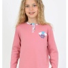 Kız Çocuk Love Me Baklı Uzun Kollu %100 Pamuklu Düğme Detaylı Pijama Takımı  2/5 Yaş