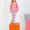 Kız Çocuk Love Me Baklı Uzun Kollu %100 Pamuklu Düğme Detaylı Pijama Takımı  2/5 Yaş