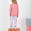 Kız Çocuk Love Me Baklı Uzun Kollu %100 Pamuklu Düğme Detaylı Pijama Takımı  2/5 Yaş