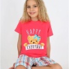 Kız Çocuk Kısa Kollu Kapri %100 Pamuklu  Pijama Takımı 10/15 yaş