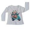 Kız Çocuk Bisiklet Yaka Çiçek Baskılı Sweatshirt