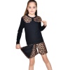Fiyonk Yakalı Triko Leopar Şort Etekli 2 Li Takım 2/5 Yaş