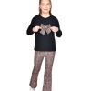 Bebe Yakalı Triko Leopar Taytlı 2 Li Takım 4/12 Yaş